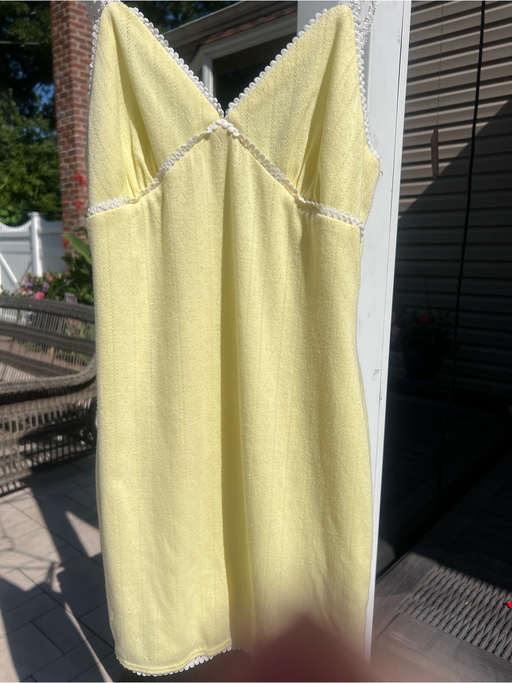 Yellow Lace-Trim Slip Dress